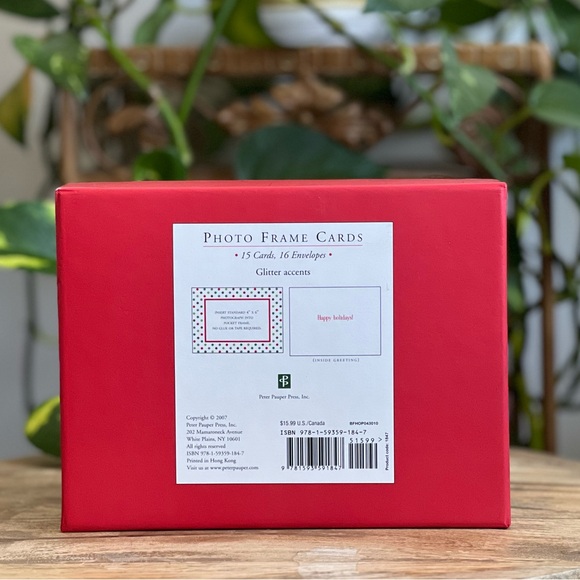 Photo Frame Christmas Cards Glitter Polkadot Box of 15 - Picture 4 of 5